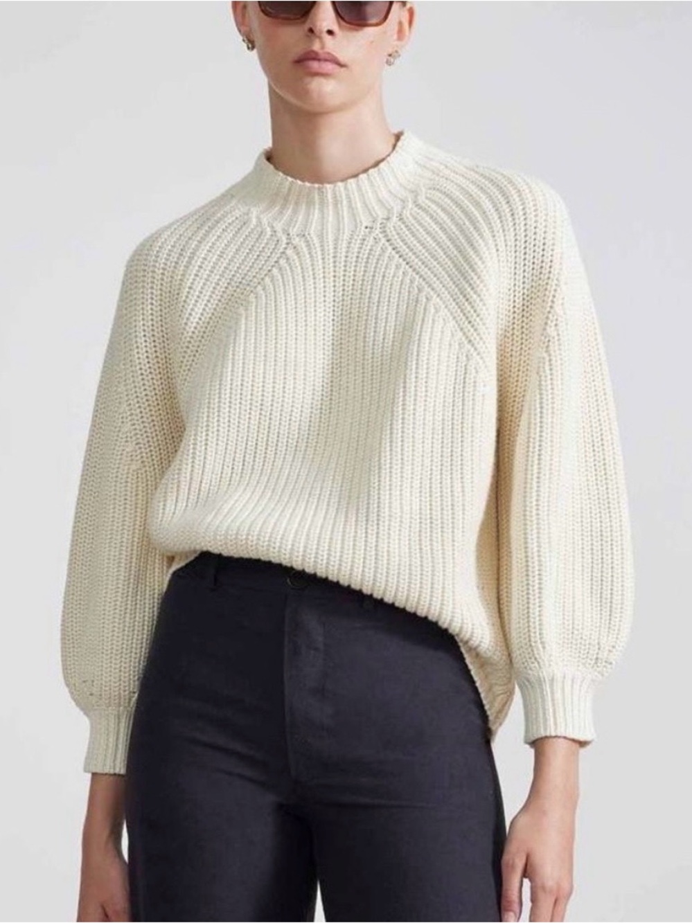 Apiece Apart Sweater XS / S Ivory Chunky Knit Cotton Cashmere Luxury